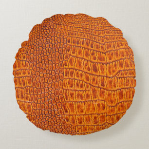 Cojín Redondo Close up of a brown reptile vintage leather textur