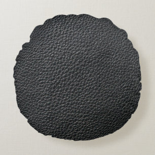 Cojín Redondo Close up of black leather texture and backgroundle