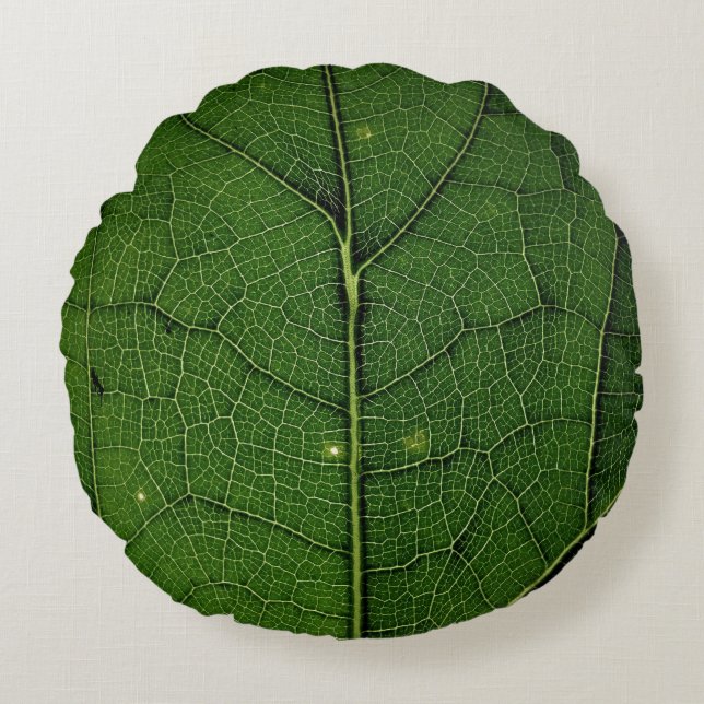 Cojín Redondo Close up photo of leaf (Anverso)