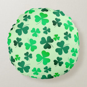 Cojín Redondo Clover Shamrock Irish Green Spring St Patrons Day