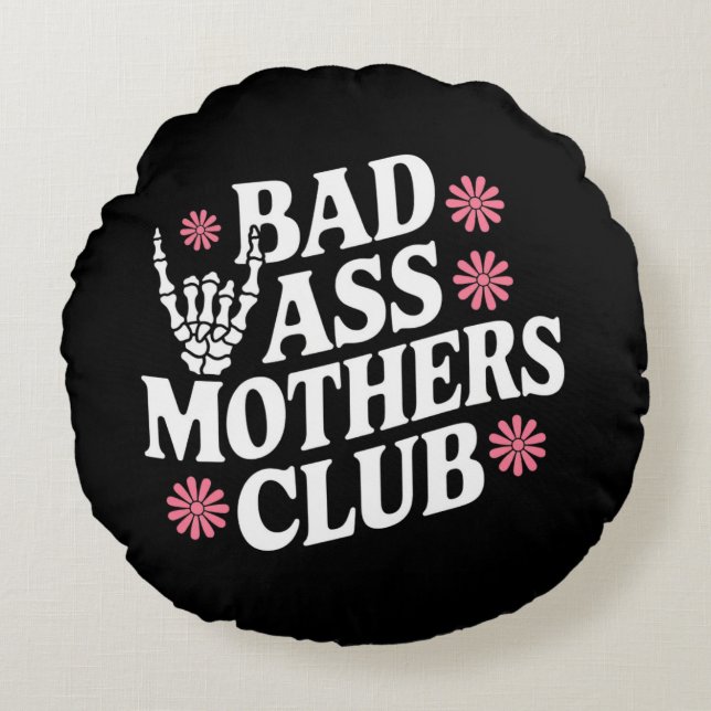 Cojín Redondo Club de Madres Badass (Anverso)