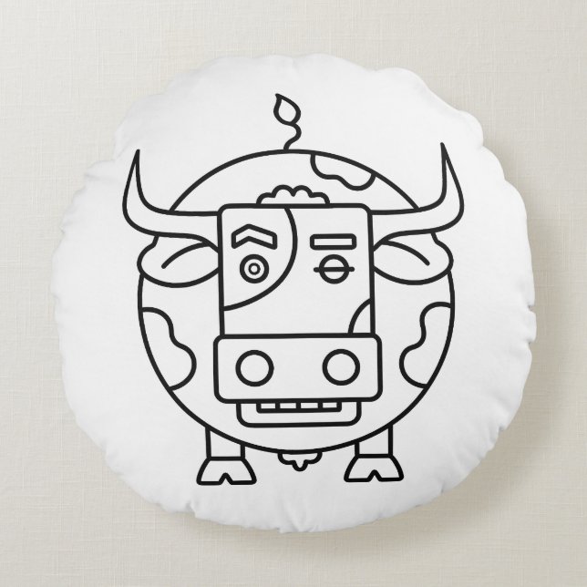 Cojín Redondo Clueless Bull Abstract Round Pillow (Anverso)