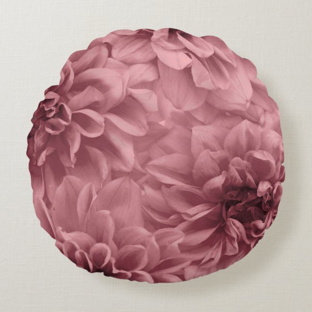 Cojín Redondo Clúster de floral Mauve Dahlias (Anverso)