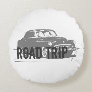 Cojín Redondo Coche Antiguo Viaje por Carretera