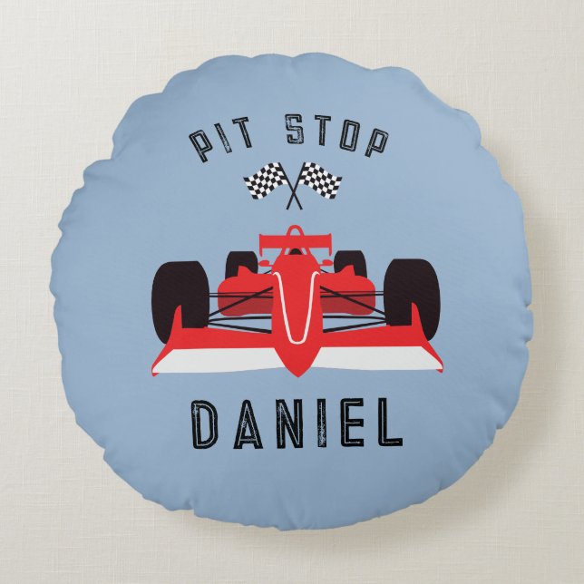 Cojín Redondo Coche Kids Cute Carreras (Anverso)