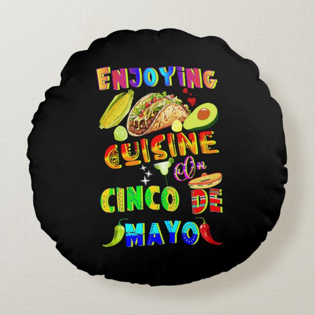 Cojín Redondo Cocina De Cinco De Mayo (Anverso)