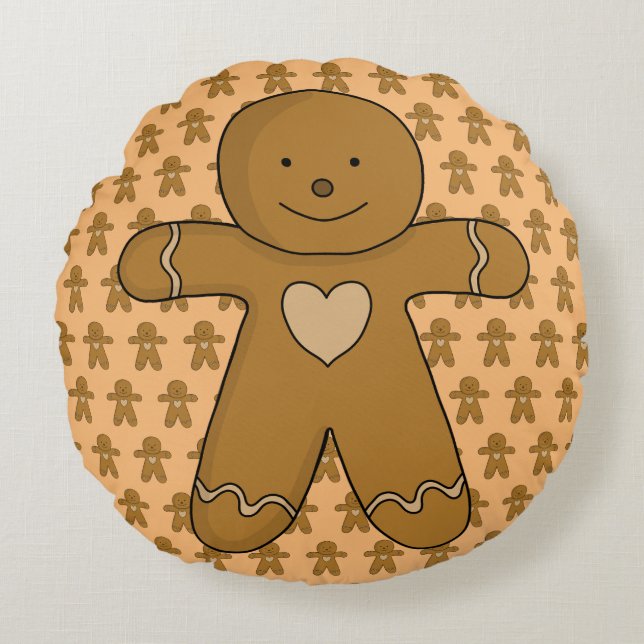 Cojín Redondo Cocina de los Navidades del hombre del pan de jeng (Anverso)