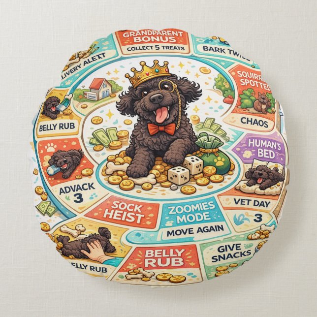 Cojín Redondo Cockapoo Board Game Cushion | Funny Dog Gift (Anverso)