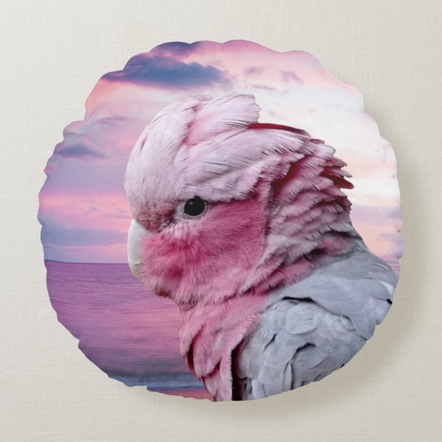 Cojín Redondo Cockatoo de Galah (Anverso)
