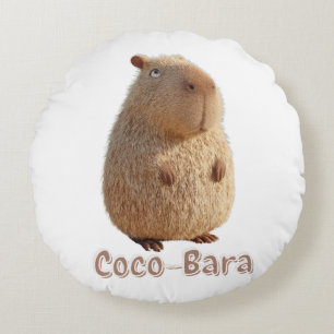 Cojín Redondo Coco-Bara Vibes. Núcleo de los capibara: Cocoteros