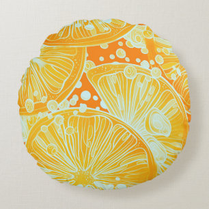 Cojín Redondo Cóctel de cítricos: Patrón de agua esparcido