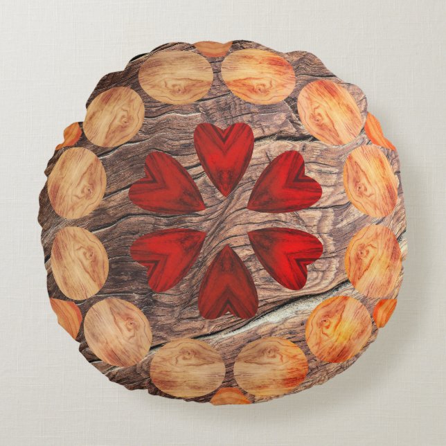 Cojín Redondo Cœurs et cercles en kaléidoscope  (Anverso)