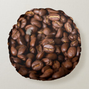 Cojín Redondo Coffee Beans Background abstract, aroma, fondo