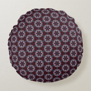 Cojín Redondo Colcha Pintada Floral Burgundy y Gris