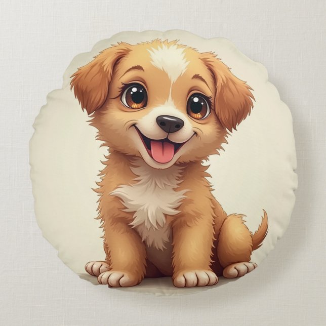 Cojín Redondo Colchón de perro que trae felicidad (Anverso)