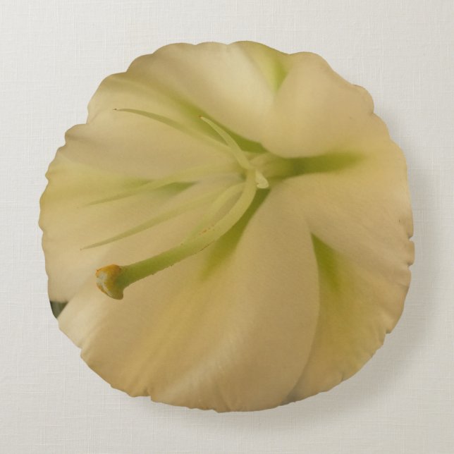 Cojín Redondo Colchón de tiro de la flor blanca (Anverso)