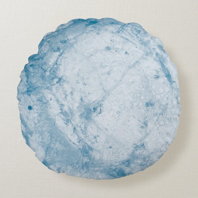 Cojín Redondo Colchón floral azul y blanco (Anverso)