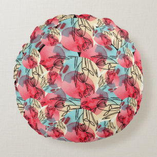 Cojín Redondo Cold Warm Watercolor Floral Geométrico