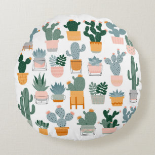 Cojín Redondo Colección Cactus en diseño de ollas