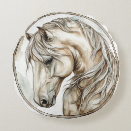 Cojín Redondo Colección de caballos salvajes y sin tiempo