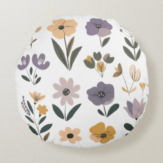 Cojín Redondo Colección de flores vectoriales Almohadilla decora