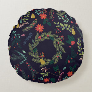 Cojín Redondo Colección de Navidades dibujados a mano de estilo 