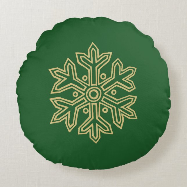 Cojín Redondo Colección de Navidades simples - Copo de nieve (Anverso)