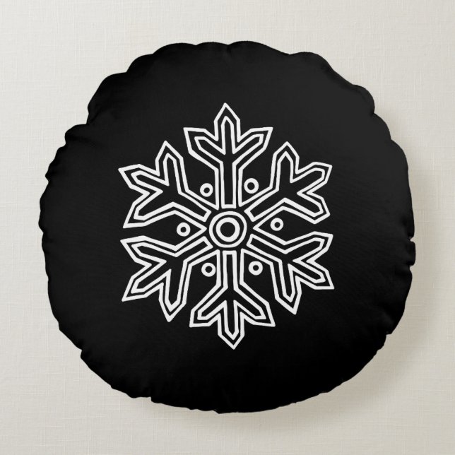 Cojín Redondo Colección de Navidades simples - Copo de nieve (Anverso)