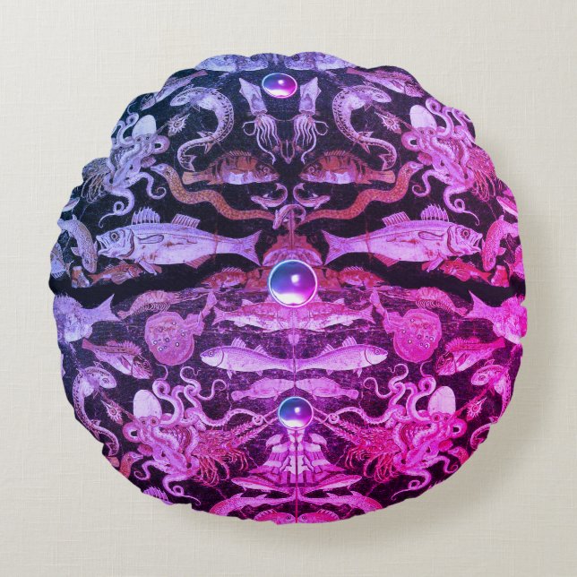 Cojín Redondo COLECCIÓN POMPEII/ VIDA Náutica Azul rosa Náutico (Anverso)