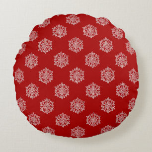 Cojín Redondo Colección Simply Christmas Rojo y Copo de Nieve Bl