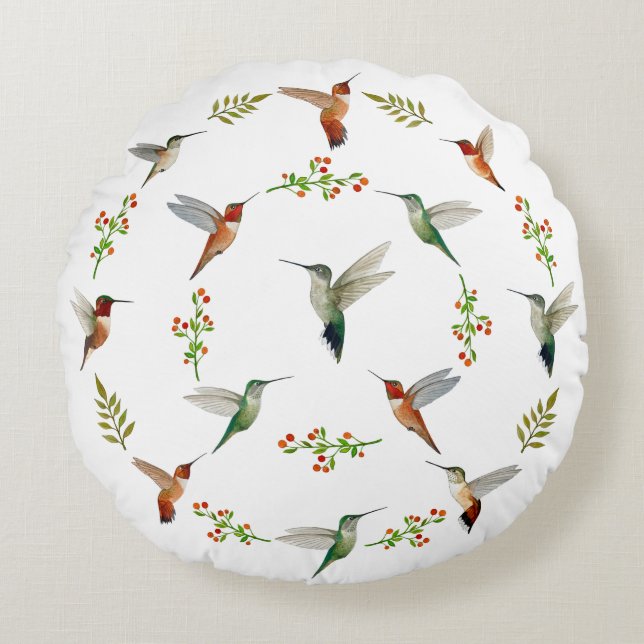 Cojín Redondo Colibrí  (Anverso)