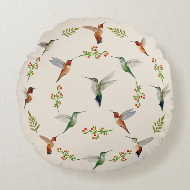 Cojín Redondo Colibrí  (Anverso)