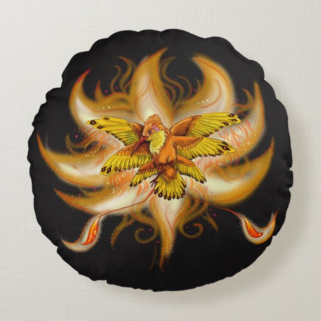 Cojín Redondo Colibrí Pheonix (Anverso)