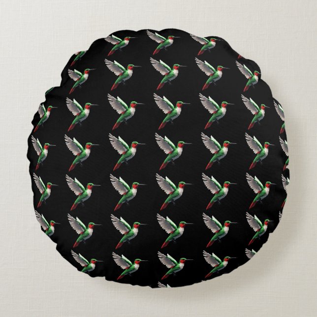 Cojín Redondo Colibrí verde (Anverso)