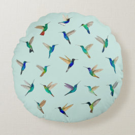 Cojín Redondo Colibríes Tropicales