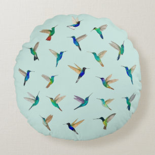 Cojín Redondo Colibríes Tropicales
