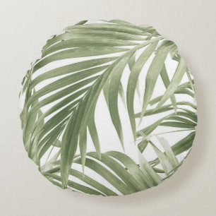 Cojín Redondo Collage caribeño de palma #2 #tropical #wall