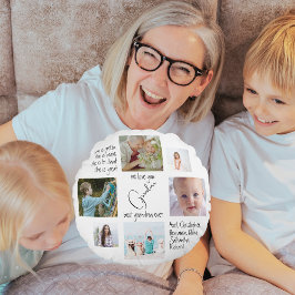 Cojín Redondo Collage de fotos moderno te queremos a la mejor ab