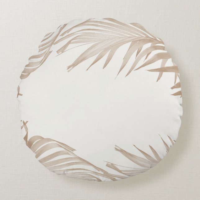 Cojín Redondo Collage de palma caribeña 3 (Anverso)