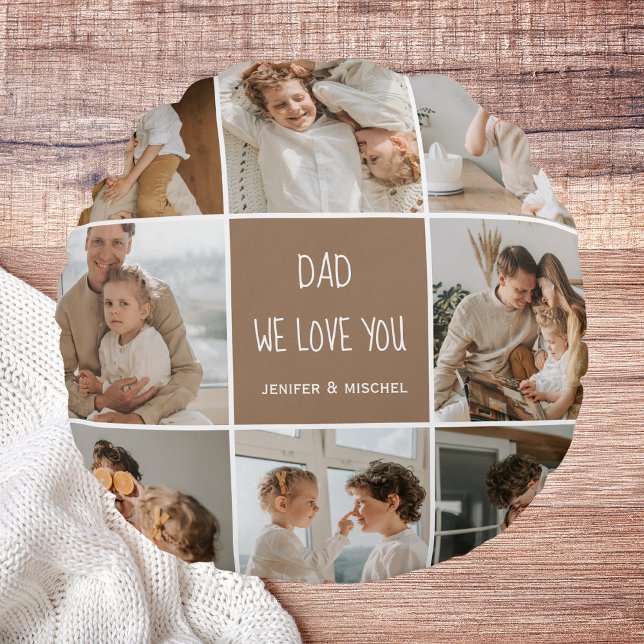 Cojín Redondo Collage Photo Dad We Love Happy Fathers Day (Subido por el creador)