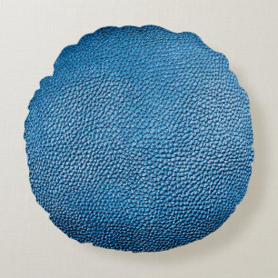 Cojín Redondo Colocación de la textura de fondo de cuero azul cl