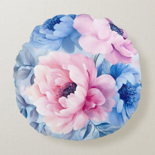 Cojín Redondo Color de agua de los Petelitos de la Bloom Vintage