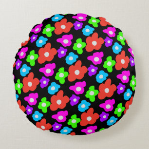 Cojín Redondo Color del orgullo negro retro Color del arcoiris P