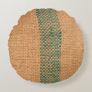 Cojín Redondo Color marrón del paño de chaqueta natural texturad