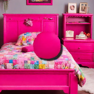 Cojín Redondo color sólido rosa caliente