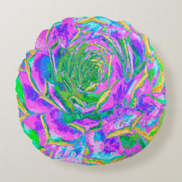 Cojín Redondo Colores arcoiris Fiesta Suculento Sedum Rosette