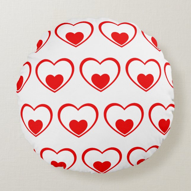 Cojín Redondo Colores blancos rojos (Anverso)