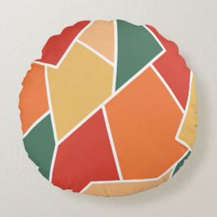 Cojín Redondo Colores de otoño geométricos para decoración del h