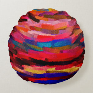 Cojín Redondo Colores de pintura abstracta #30