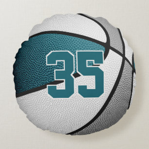 Cojín Redondo colores del equipo de baloncesto gris verde decora